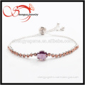 platinum plated bracelet with colored oval glass pandent 69# for women